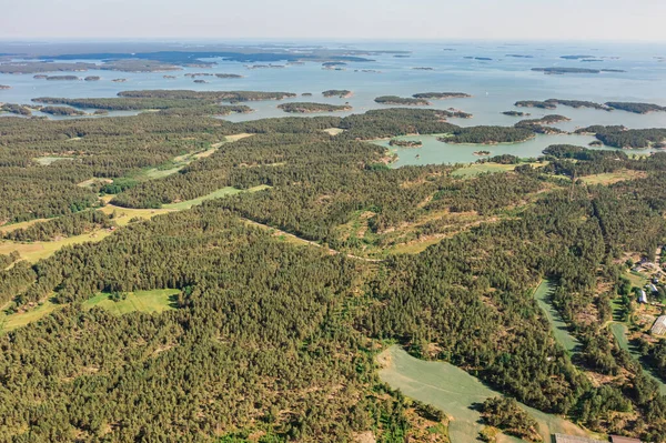 Zdjęcie Drona Słoneczny Letni Dzień Widok Wyspy Morzu Finlandia Turku — Zdjęcie stockowe