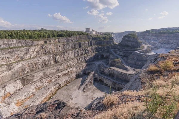 Dolomite Quarry Photo Industrial Terraces Quarry Aerial View Open Pit — Stock Photo, Image