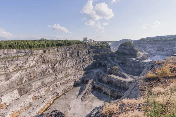 Dolomite Quarry Photo Industrial Terraces Quarry Aerial View Open Pit — Stock Photo, Image