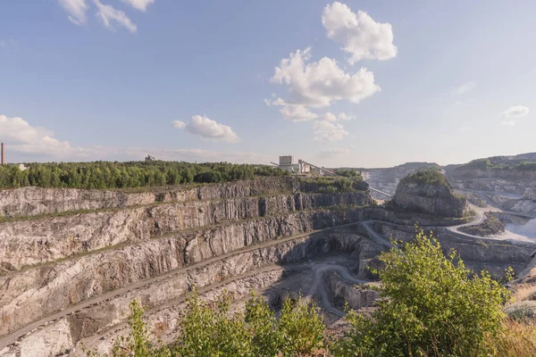 Dolomite Quarry Photo Industrial Terraces Quarry Aerial View Open Pit — Stock Photo, Image