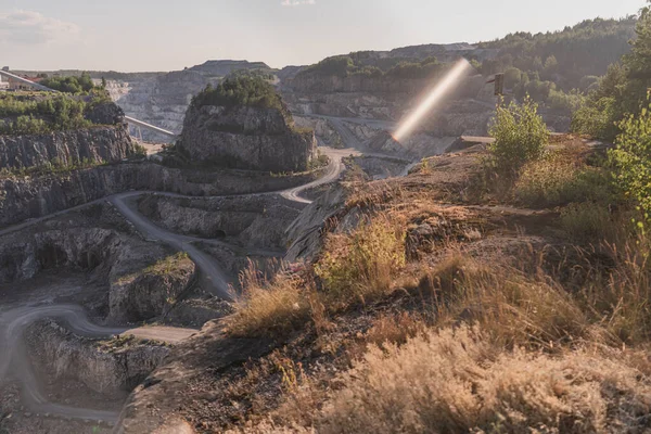 Dolomite Quarry Photo Industrial Terraces Quarry Aerial View Open Pit — Stock Photo, Image