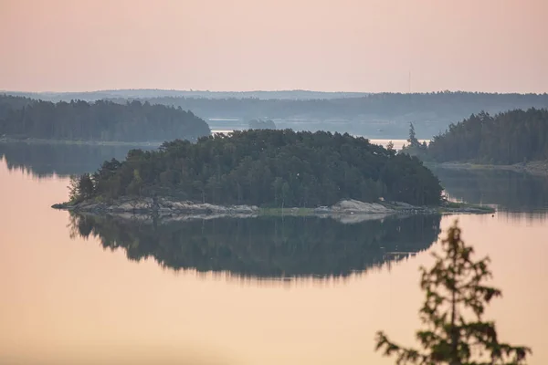 Alvorada Verão Cedo Sobre Mar Natureza Escandinávia Ilhas Mar Finlândia — Fotografia de Stock