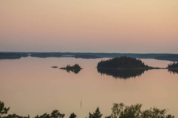 Début Été Aube Dessus Mer Nature Scandinavie Îles Dans Mer — Photo