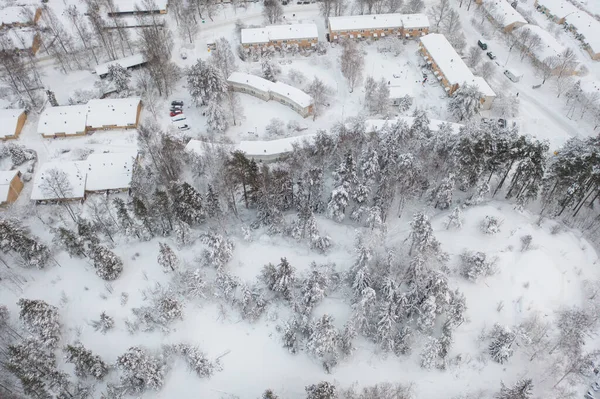 Espoo Finnland Februar 2022 Die Straßen Häuser Bäume Sind Mit — Stockfoto