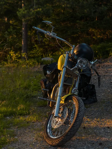 Finlândia Turku Julho 2021 Motocicleta Motociclista Natureza Conceito Uma Reunião — Fotografia de Stock
