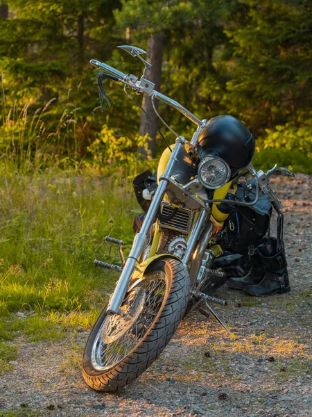 Finlandia Turku Lipca 2021 Motocykl Motocyklowy Przyrodzie Koncepcja Letniego Spotkania — Zdjęcie stockowe