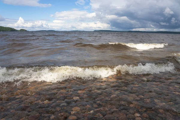 Морський Пейзаж Сильний Вітер Серфінг Скелясте Дно — стокове фото