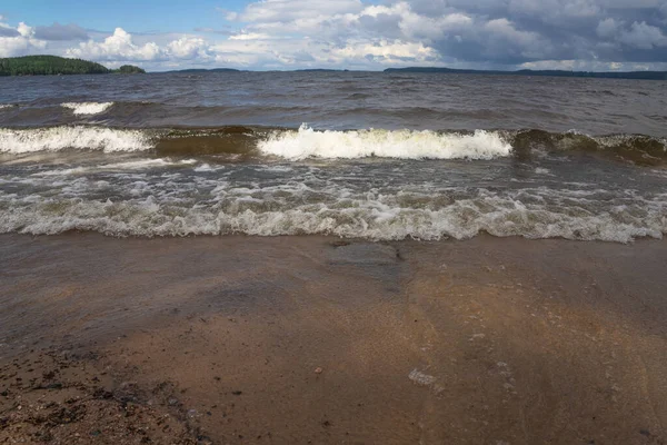 Морський Пейзаж Сильний Вітер Серфінг Скелясте Дно — стокове фото