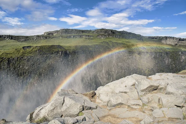 Arcobaleno Alla Cascata Dettifoss Nel Parco Nazionale Vatnajokull Islanda — Foto Stock