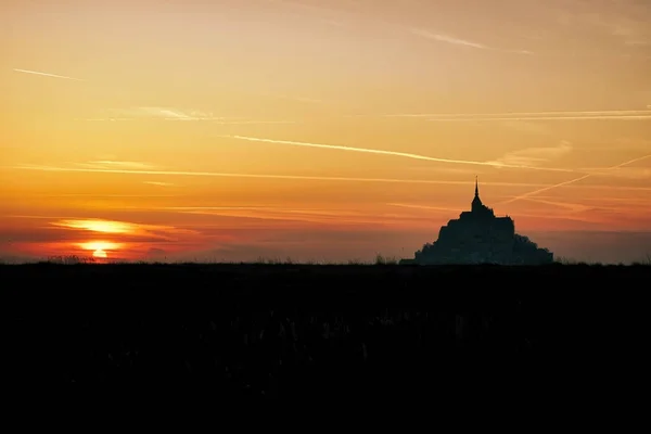 Beautiful Sunset Mont Saint Michel Normandy France — Stockfoto