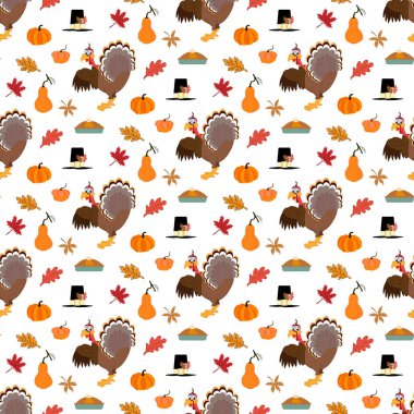 Şükran Günün kutlu olsun. Komik Şükran Günü hindisi çizgi film karakteri kusursuz desen