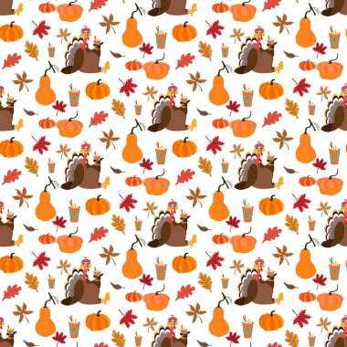 Şükran Günün kutlu olsun. Komik Şükran Günü hindisi çizgi film karakteri kusursuz desen