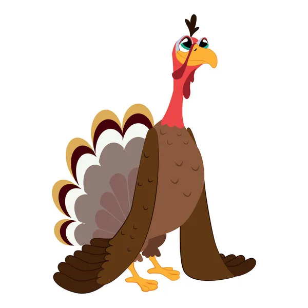 Selamat Hari Thanksgiving Lucu Thanksgiving Turki Karakter Kartun Burung - Stok Vektor
