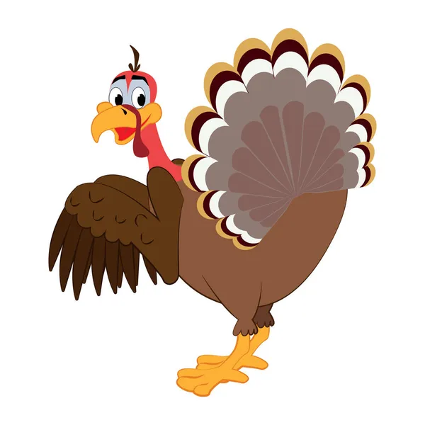 Selamat Hari Thanksgiving Lucu Thanksgiving Turki Karakter Kartun Burung - Stok Vektor