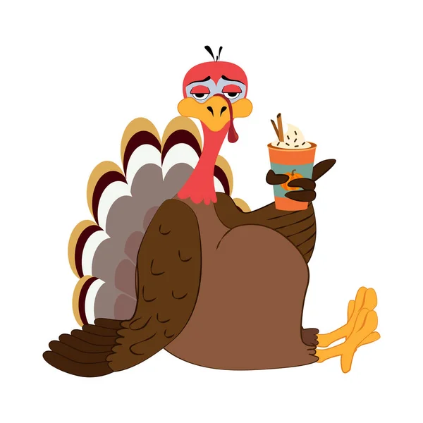 Happy Thanksgiving Day Funny Thanksgiving Turkey Bird Cartoon Character — Stock Vector