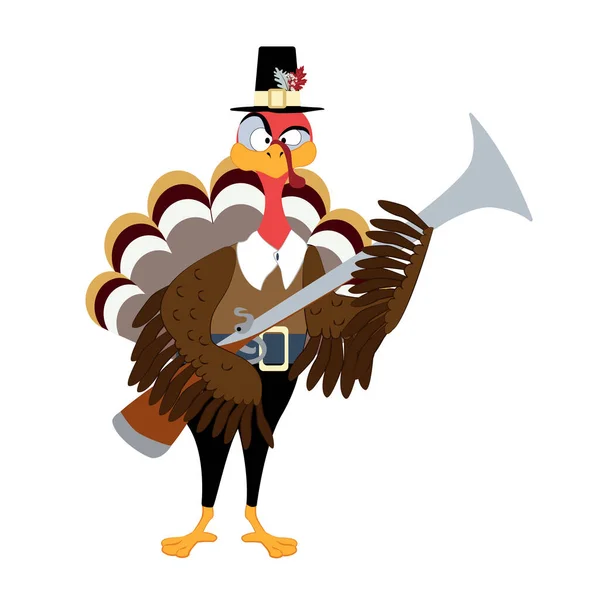 Happy Thanksgiving Day Funny Thanksgiving Turkey Bird Cartoon Character — Stock Vector