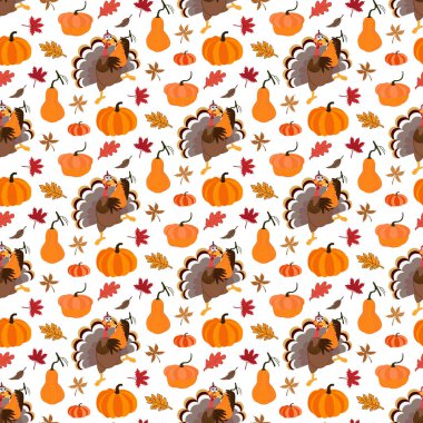 Şükran Günün kutlu olsun. Komik Şükran Günü hindisi çizgi film karakteri kusursuz desen