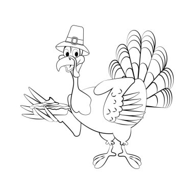 Şükran Günün kutlu olsun. Komik Şükran Günü hindisi çizgi film karakteri vuruşu