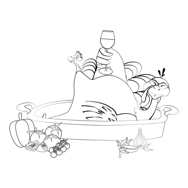 感恩节快乐 有趣的感恩节火鸡卡通人物中风 — 图库矢量图片