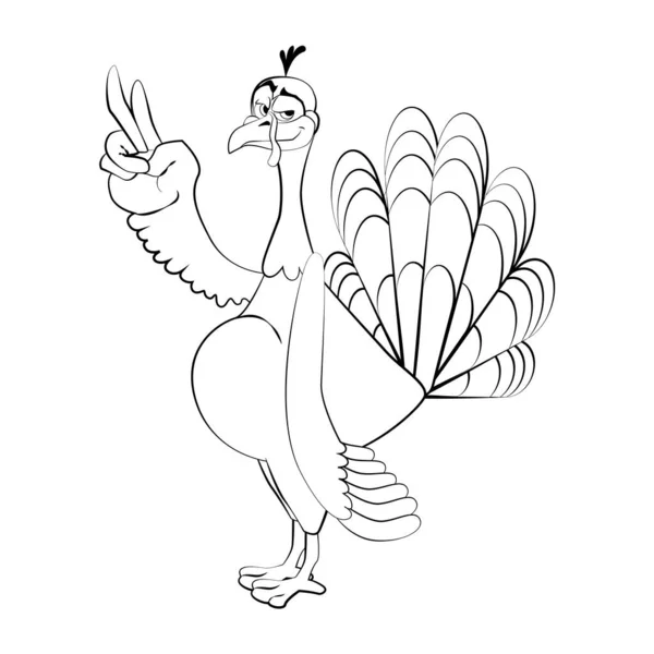 Joyeuse Fête Thanksgiving Drôle Thanksgiving Dinde Oiseau Dessin Animé Personnage — Image vectorielle