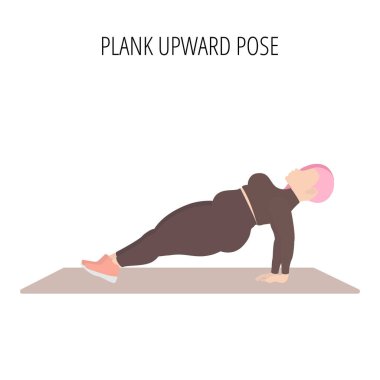 Body positive and self acceptance. Yoga posture or asana. Female cartoon yoga pose. Full body yoga workout vector illustration