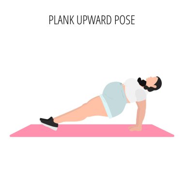 Body positive and self acceptance. Yoga posture or asana. Female cartoon yoga pose. Full body yoga workout vector illustration