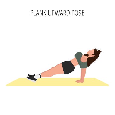 Yoga posture or asana. Female cartoon yoga pose. Full body yoga workout vector illustration