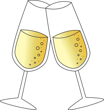 İki kadeh şampanya, arka plan yok.