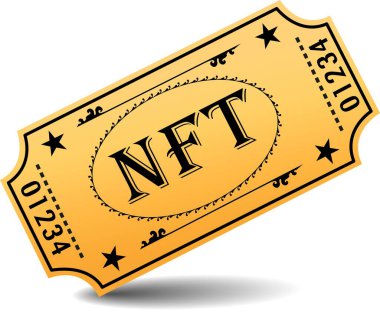 Altın NFT biletinin vektör çizimi