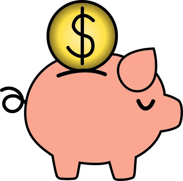 Pig Piggy Bank Dollars — Stock Vector