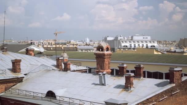 Aerial view of legendary picturesque rooftops in the center of St. Petersburg — Stock Video