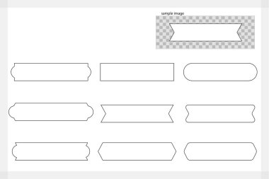 A simple and cute monochrome horizontal frame set. An easy-to-use material set with black lines and white fills.