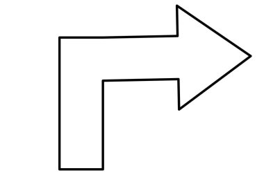 Bu basit bir ok illüstrasyonudur. Çizgi siyah ve dolgu beyaz..