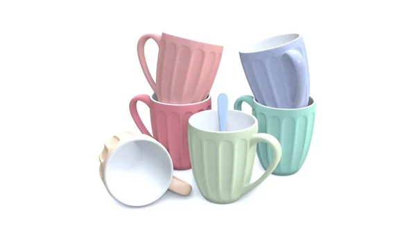 Illustration Cup Multi Color White Background — стокове фото