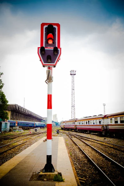 Signal Towers Installed Train Station Area — Stock Photo, Image