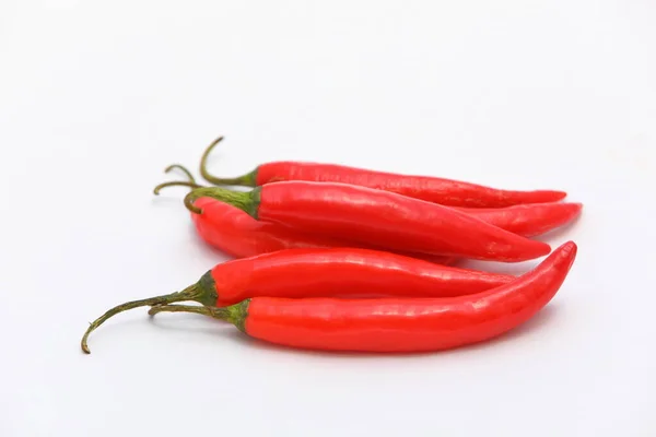 Closeup Red Hot Chilli Peppers Isolated White Background — стоковое фото