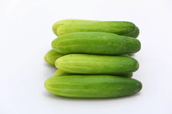 Closeup Group Fresh Cucumbers Isolated White Background — Zdjęcie stockowe