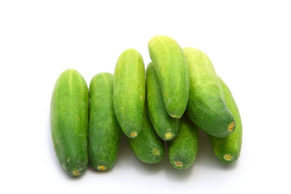 Closeup Group Fresh Cucumbers Isolated White Background — Zdjęcie stockowe