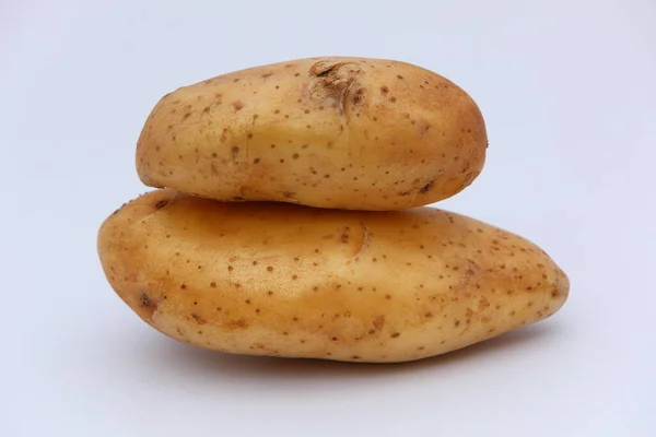 Potatos Freschi Impilati Sfondo Bianco — Foto Stock