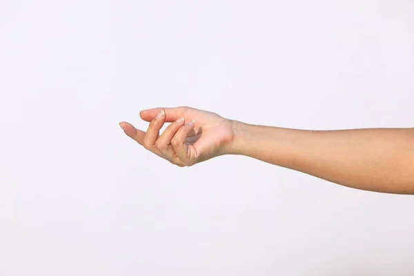 Girl Hands Show Various Gestures White Background — Stockfoto