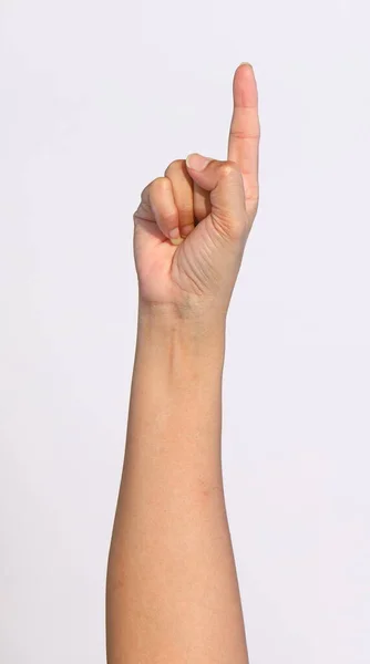 Girl Hands Show Various Gestures White Background — Stok fotoğraf