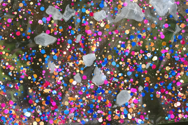 Big Closeup Small Multi Colored Plastic Sheets Air Bubbles Dark — ストック写真