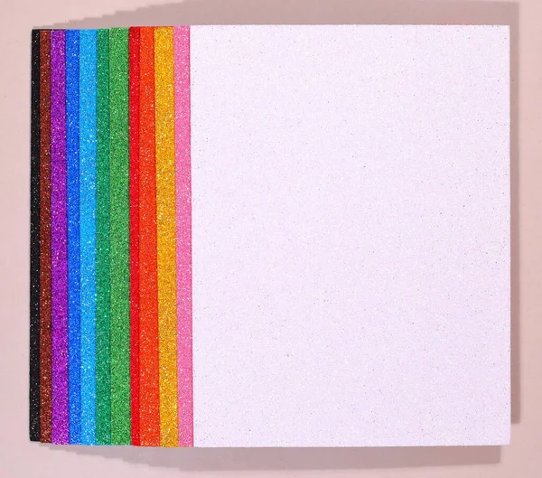 Several Colored Paper Decorated Glitter Shown Different Designs — ストック写真