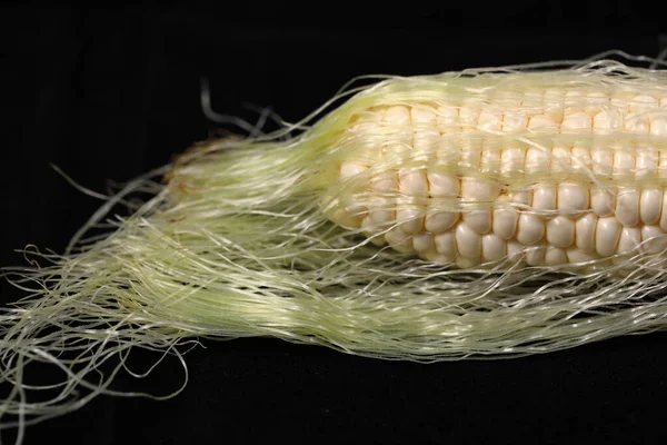 Close White Hokkaido Corns Corn Silk — Fotografia de Stock