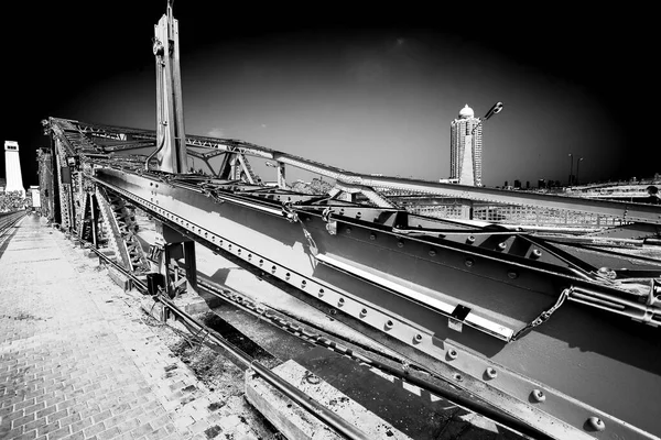 Beautiful Old Green Bridge Steel Structures Evening Black White — Stock Fotó