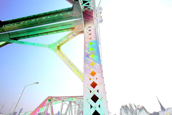 Beautiful Old Green Bridge Steel Structures — ストック写真