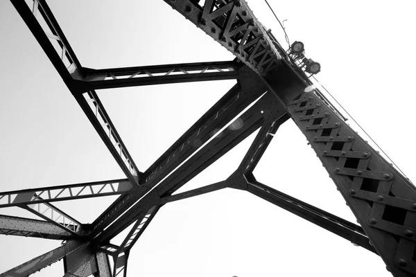 Beautiful Old Green Bridge Steel Structures Evening Black White — Stockfoto