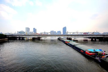 Rama VI Bridge and the Si Rat-Outer Ring Road Expressway Bridge View from Rama VII Bridge over the Cho Phraya River,Bangkok