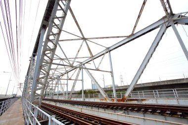 Structural steel bridge,Rama VI Bridge is a railway bridge over the Chao Phraya River in Bangkok,in Thailand,The form of a bridge in the olden days,often with steel structures.