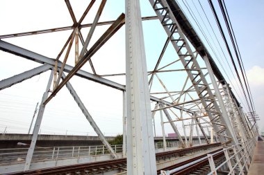 Structural steel bridge,Rama VI Bridge is a railway bridge over the Chao Phraya River in Bangkok,in Thailand,The form of a bridge in the olden days,often with steel structures.
